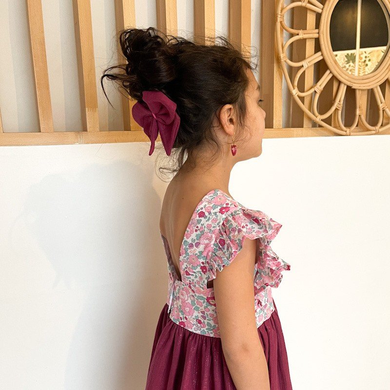 Robe Candice Liberty Betsy pétale et gaze pailletée framboise – Image 5