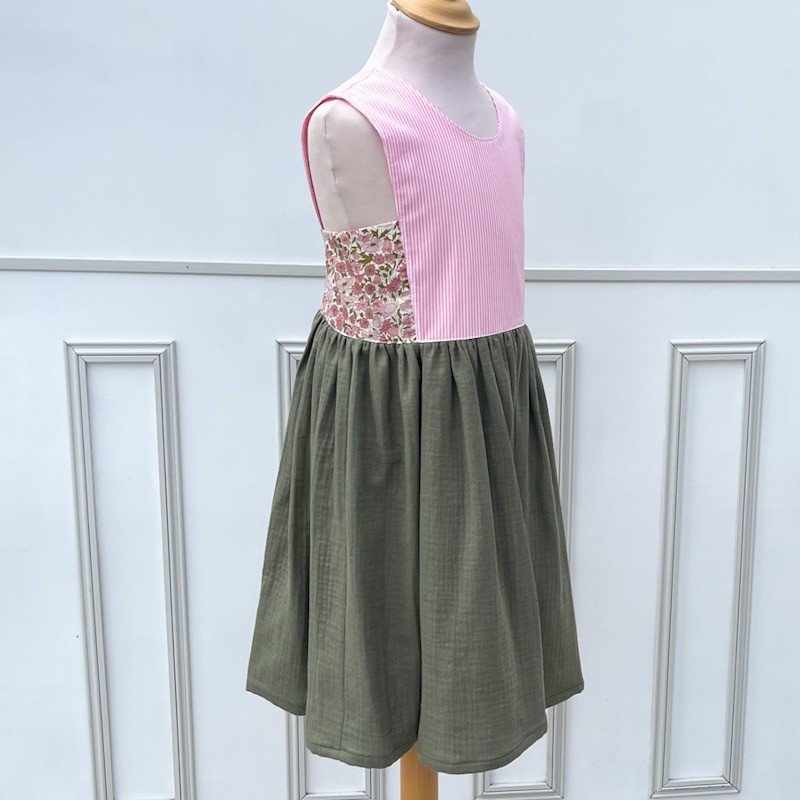 Robe Candice Liberty Popp&Daisy pompadour et gaze pailletée kaki – Image 3