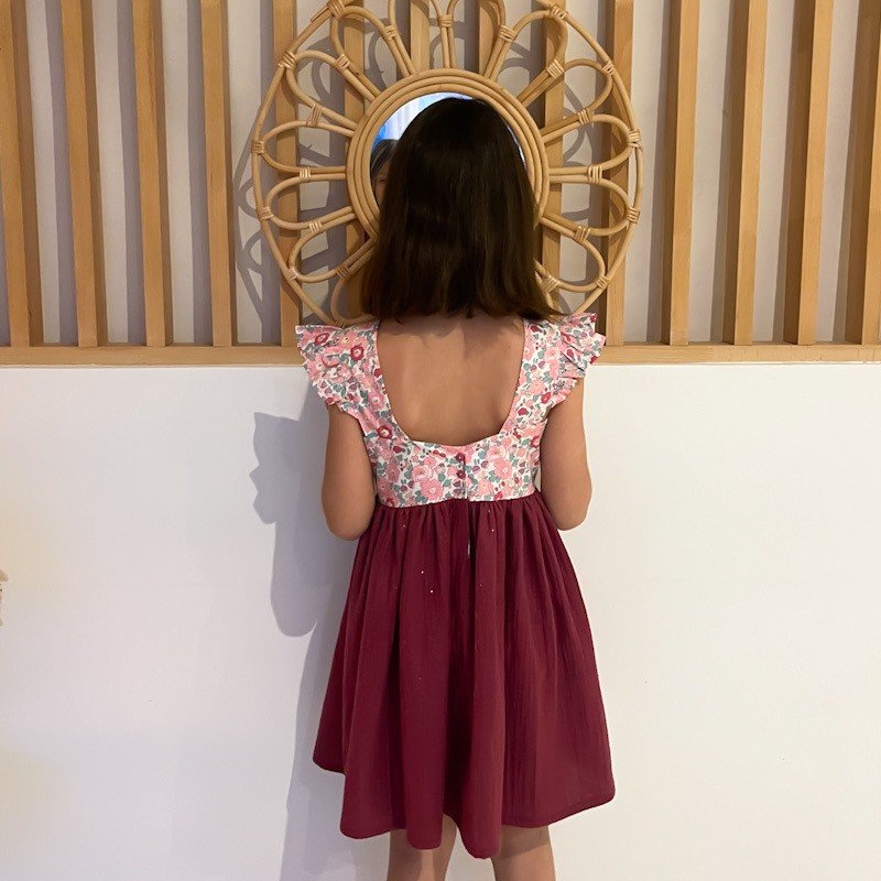 Robe Candice Liberty Betsy pétale et gaze pailletée framboise – Image 6