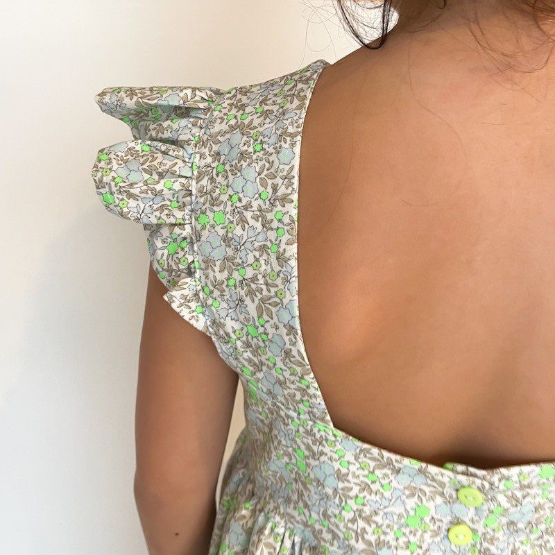 Robe Candice popeline fleurie fluo – Image 2