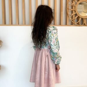 Robe Serena Liberty Bouquet parade et velours rose layette