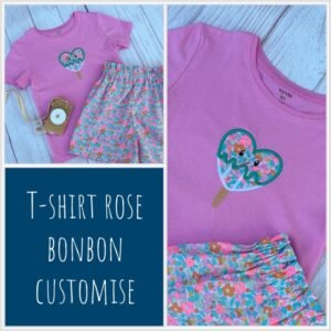 T-Shirt rose bonbon broderie personnalisable