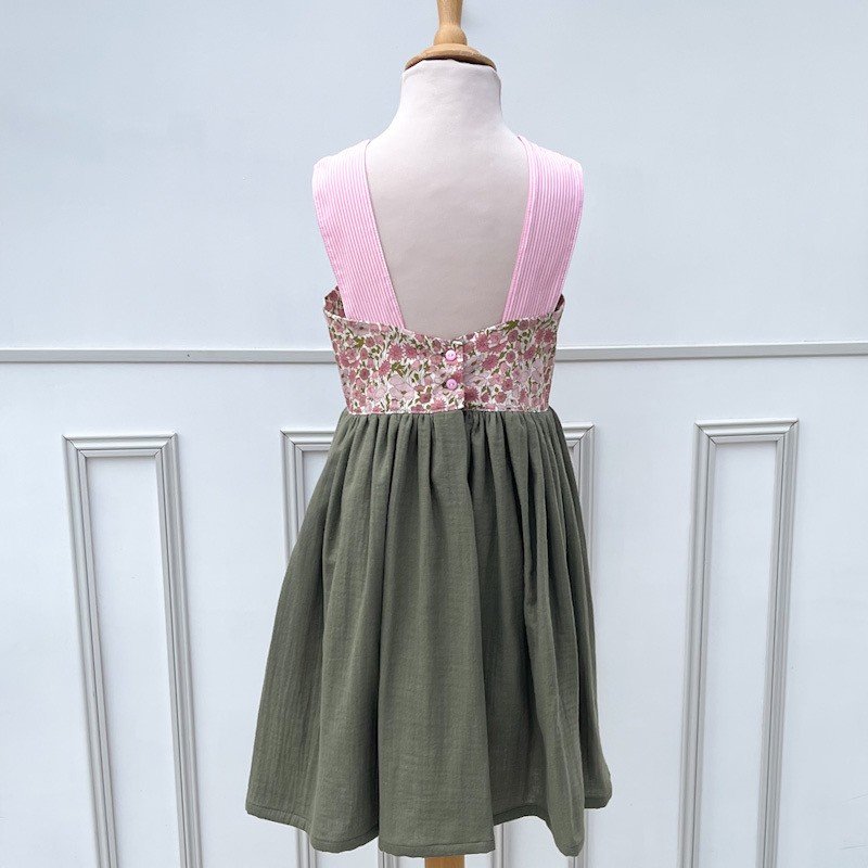 Robe Candice Liberty Popp&Daisy pompadour et gaze pailletée kaki – Image 2