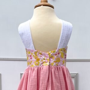 Robe Candice Liberty Betsy strawberry lemonade et gaze de coton rose bonbon