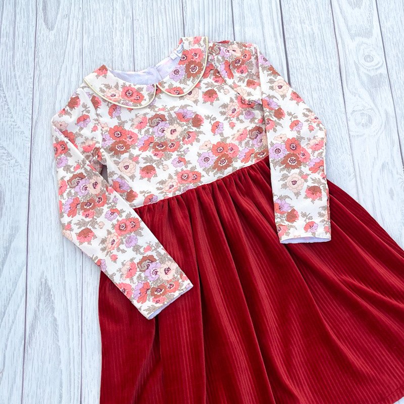 Robe Madeleine antique fluo et velours rouille – Image 2