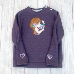 Sweat molleton violet pailleté et liberty Ciara Myrtille