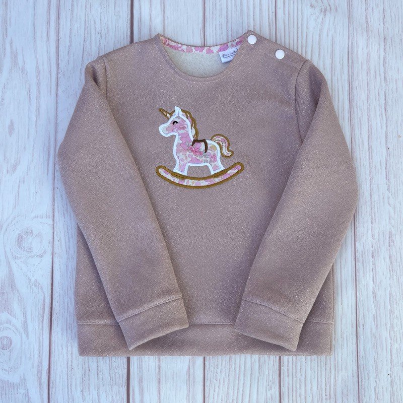 Sweat rose pailleté et liberty Betsy metallic pink – Image 2