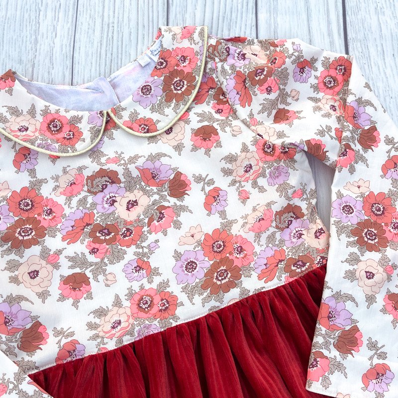 Robe Madeleine antique fluo et velours rouille – Image 3