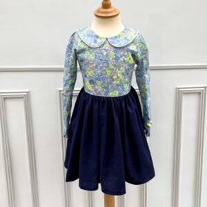Robe Liberty Margareth Annie fluo et gaze bleu nuit pailletée