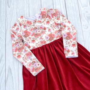 Robe Madeleine antique fluo et velours rouille