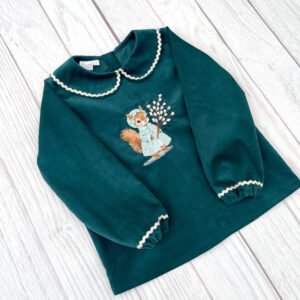 Blouse Madame écureil velours et broderie