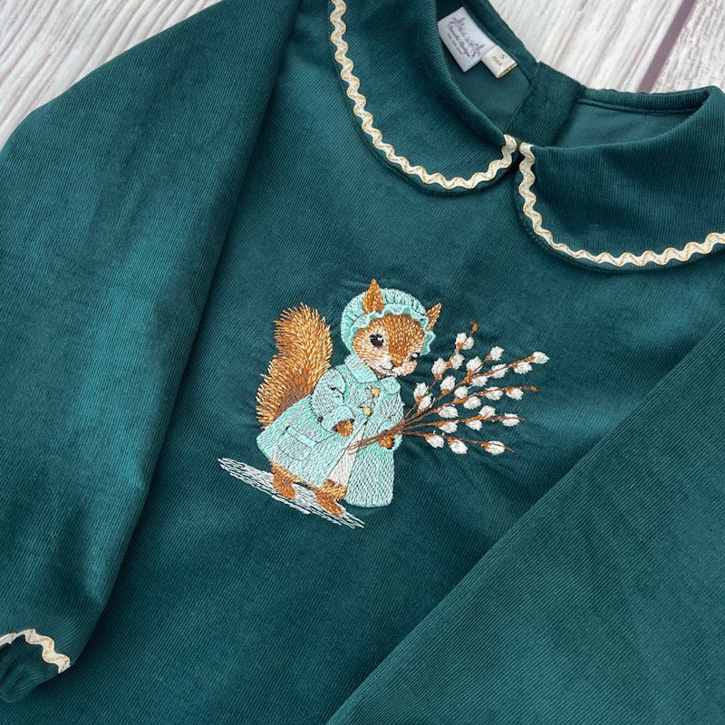 Blouse Madame écureil velours et broderie – Image 2