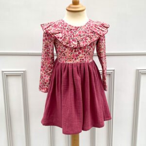 Robe Clarisse Liberty Poppy framboise et gaze framboise