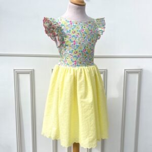 Robe Adèle prémium Liberty Betsy sorbet et broderie anglaise festonnée