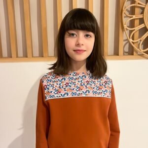 Sweat léger terracotta et Liberty Betsy berry églantier