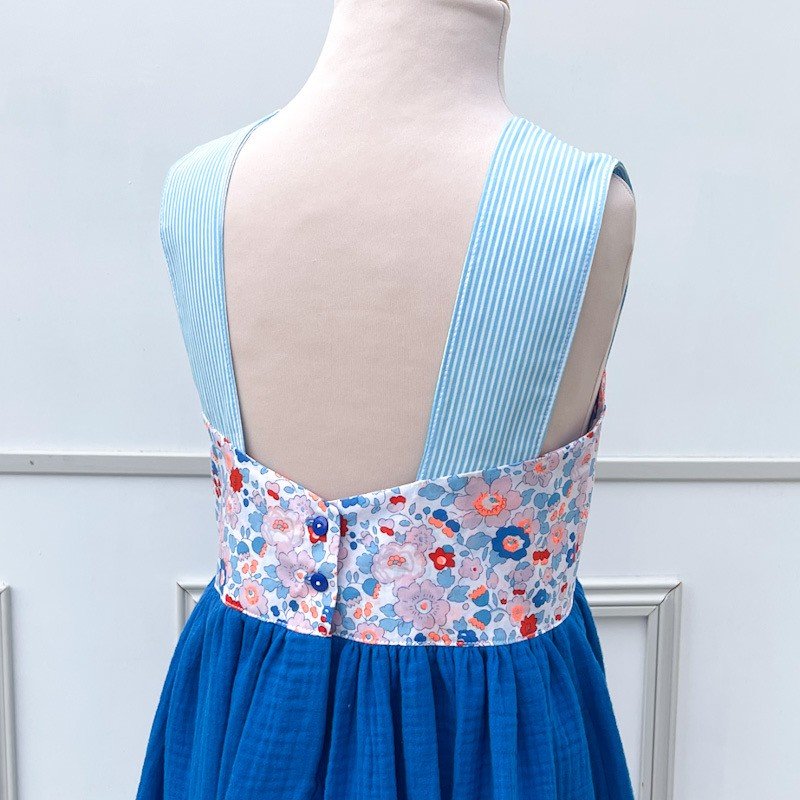 Robe Candice Liberty Betsy psicine et gaze de coton bleu électrique