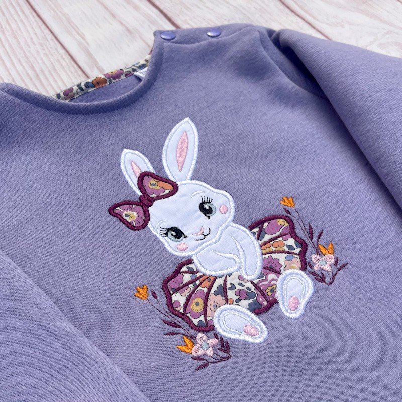 Sweat molleton parme et liberty Betsy Améthyste – Image 3
