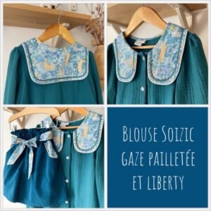 Blouse Soizic gaze pailletée et Liberty Classique