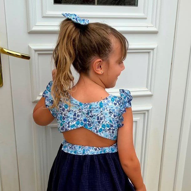 Robe Adèle liberty Poppy&Daisy santorin et gaze marine – Image 4
