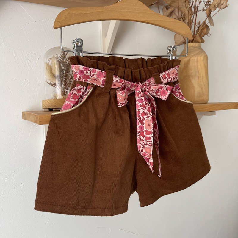 Short Azilis velours et Liberty Poppy framboise – Image 3