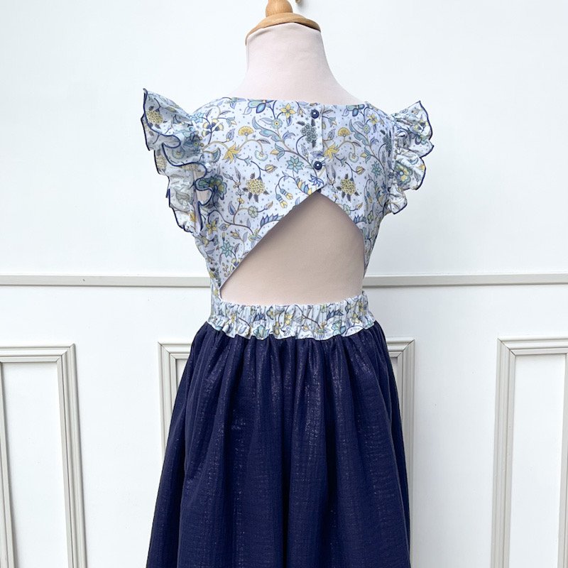 Robe Adèle liberty midnight vine et gaze pailletée bleu nuit – Image 4