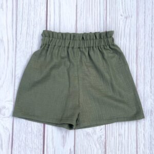 Short Rosalie gaze de coton pailletée kaki