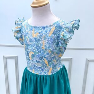 Robe Adèle liberty Margaret Annie Tahiti et gaze émeraude