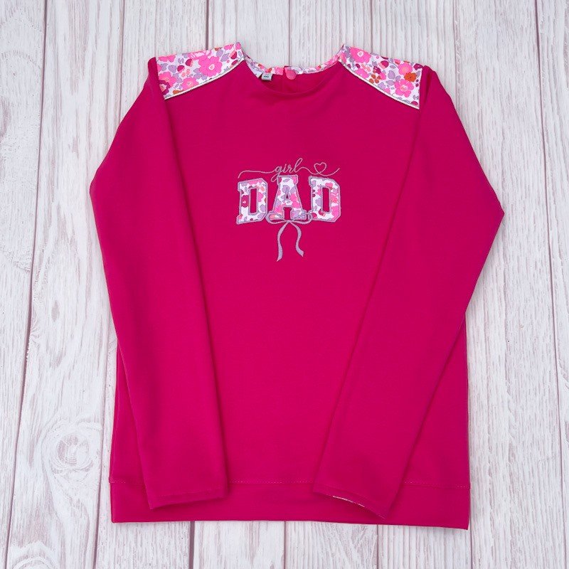 Sweat léger fushia et liberty Betsy cassis fluo broderie Girl Dad – Image 2