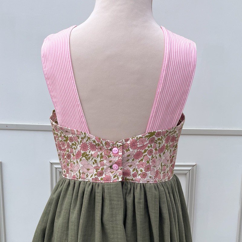 Robe Candice Liberty Popp&Daisy pompadour et gaze pailletée kaki