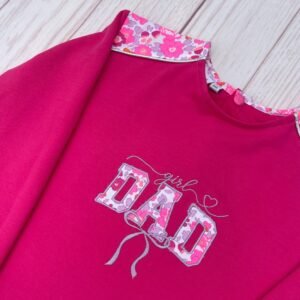 Sweat léger fushia et liberty Betsy cassis fluo broderie Girl Dad