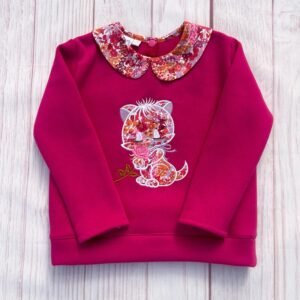 Sweat molleton fushia et liberty Margaret Annie Hibiscus
