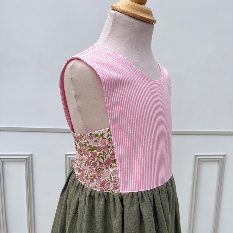 Robe Candice Liberty Popp&Daisy pompadour et gaze pailletée kaki – Image 4