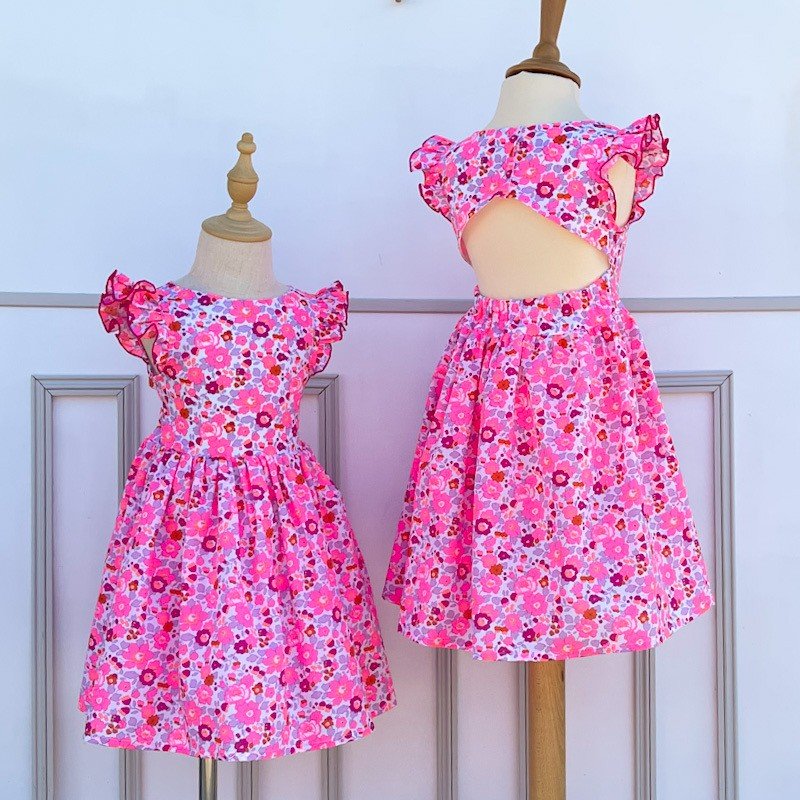 Robe Adèle Liberty Betsy cassis fluo