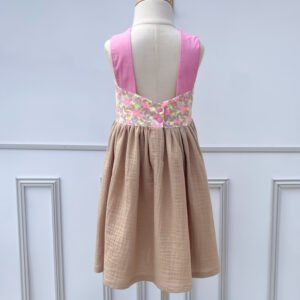 Robe Candice Liberty Betsy berry latte et gaze pailletée camel