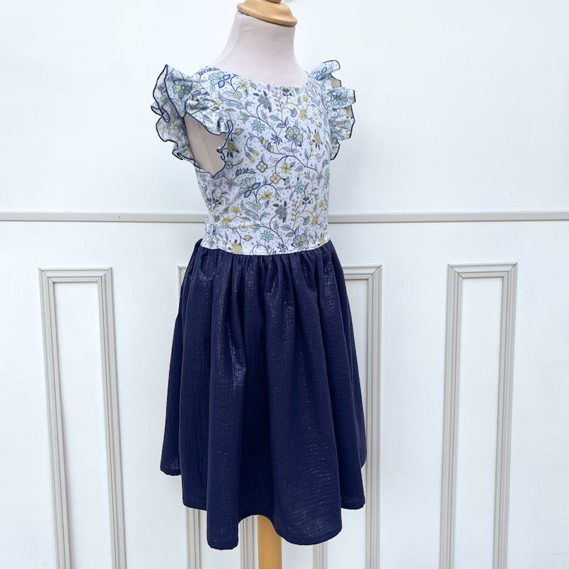 Robe Adèle liberty midnight vine et gaze pailletée bleu nuit – Image 3