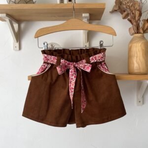 Short Azilis velours et Liberty Poppy framboise