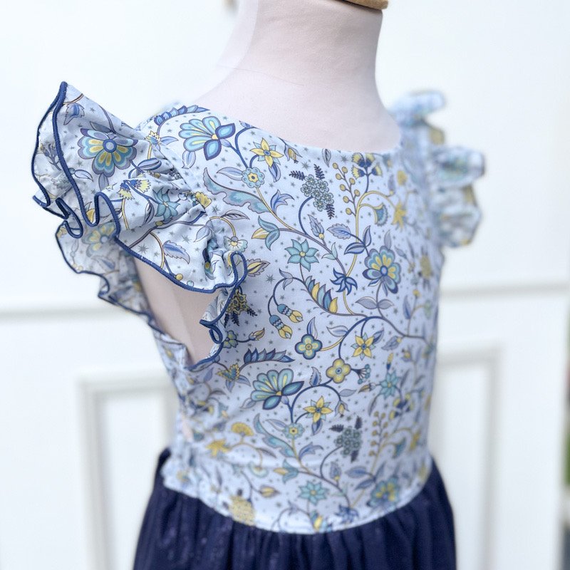 Robe Adèle liberty midnight vine et gaze pailletée bleu nuit – Image 6