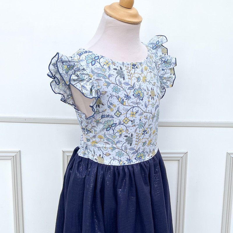 Robe Adèle liberty midnight vine et gaze pailletée bleu nuit – Image 5