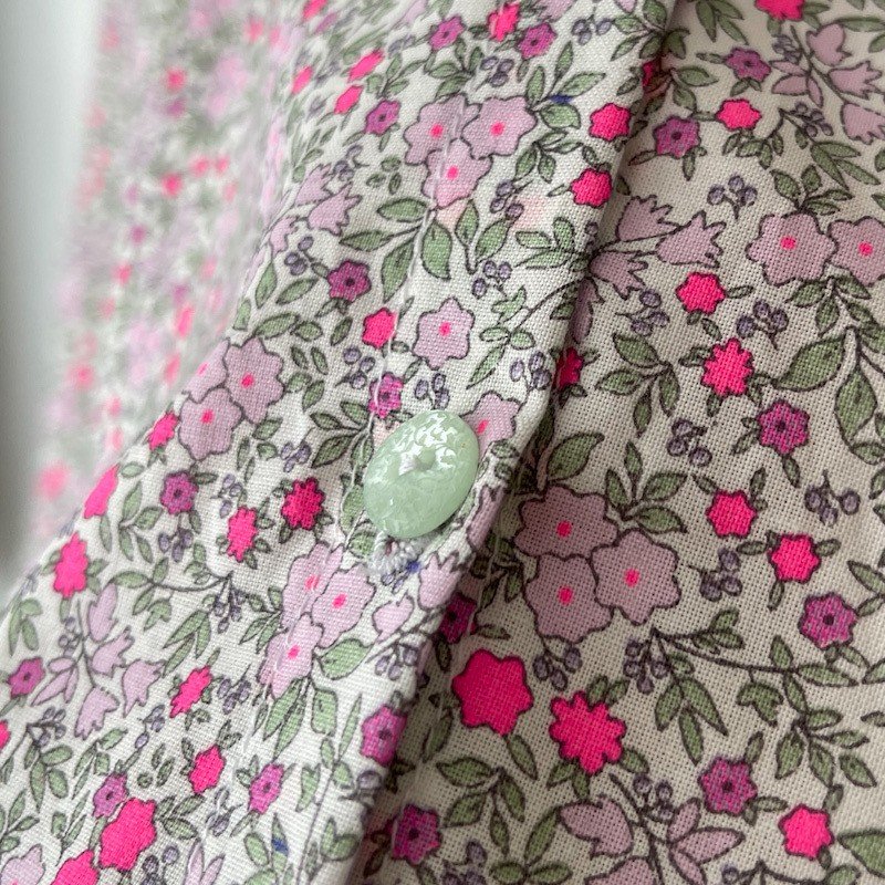 Blouse soizic 5 ans 100% popeline fleurie fluo (prototype voir mesures en description) – Image 2