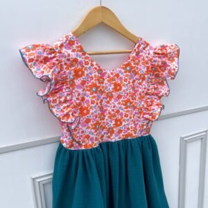 Robe Candice Liberty Betsy clementine et gaze vert paon