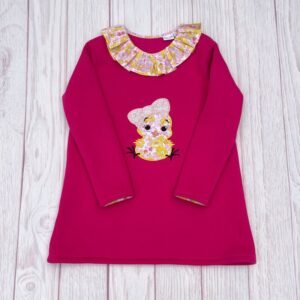 Robe brodée sweat fushia et Liberty Betsy strawberry lemonade