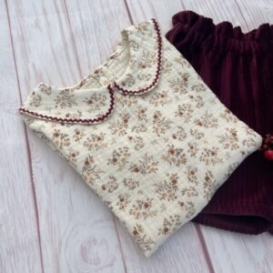Blouse gaze de coton fleurie "Fauve"