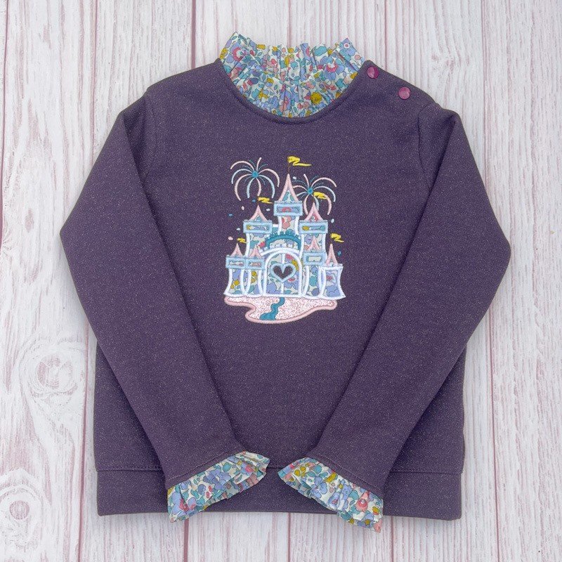 Sweat violet pailleté et liberty Betsy periwinkle