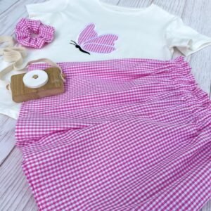 Short Rosalie popeline coton vichy rose