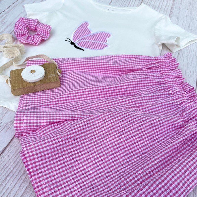 Short Rosalie popeline coton vichy rose
