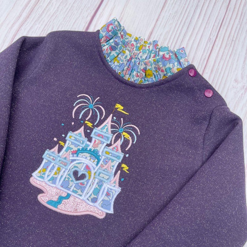 Sweat violet pailleté et liberty Betsy periwinkle – Image 2