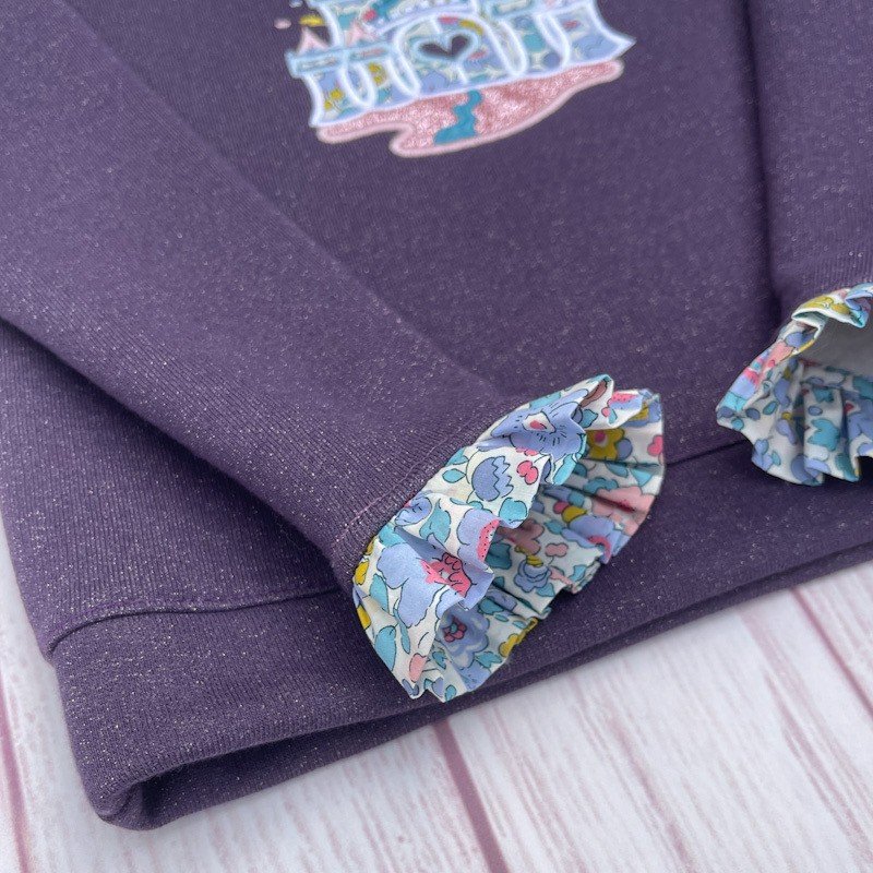 Sweat violet pailleté et liberty Betsy periwinkle – Image 3