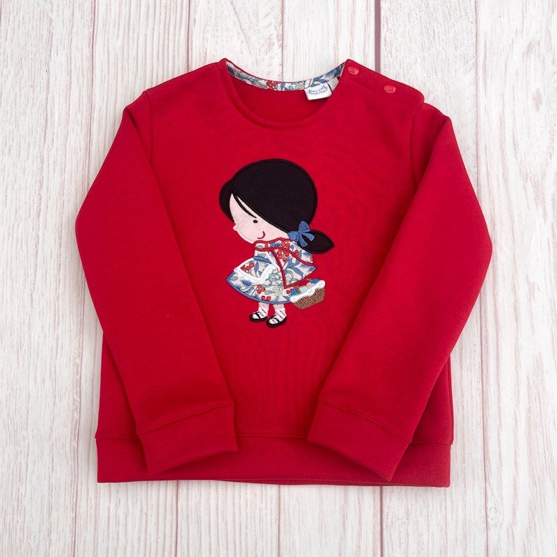 Sweat molleton rouge et liberty Yulletide berry argent