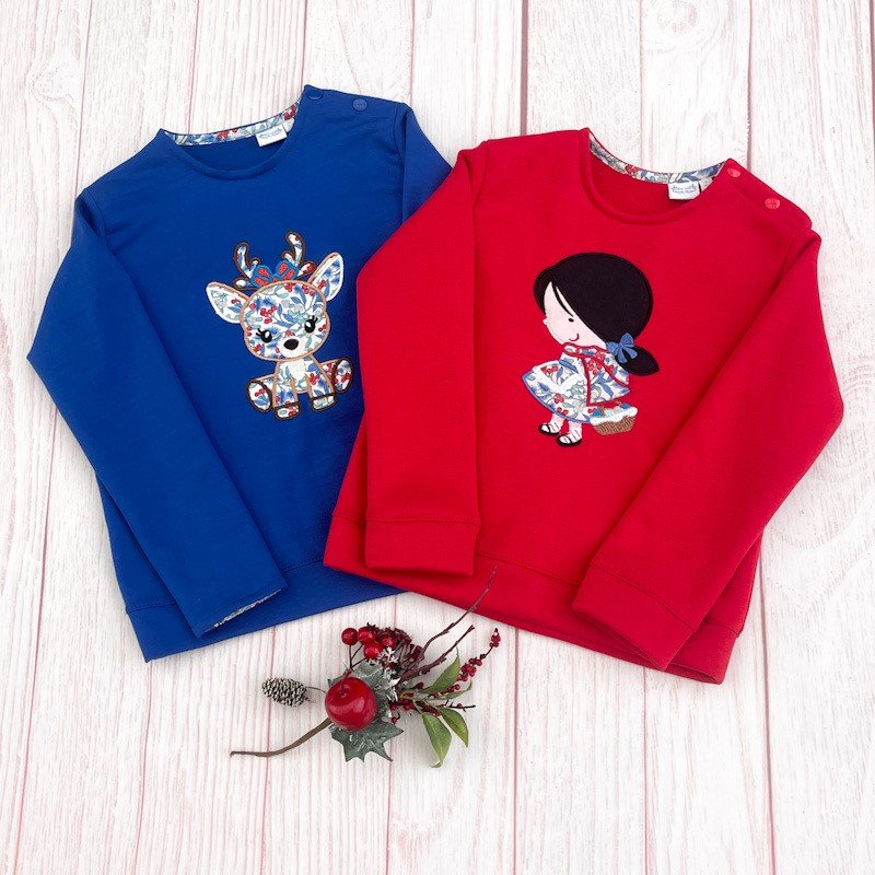 Sweat léger bleu électrique et liberty Yulletide berry argent – Image 4