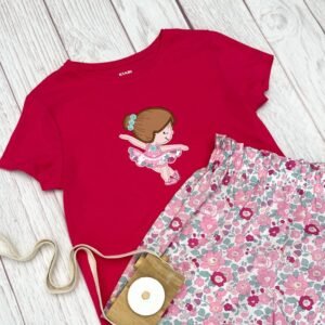 Ensemble short Liberty Betsy pétale et tshirt brodé assorti 8 ans